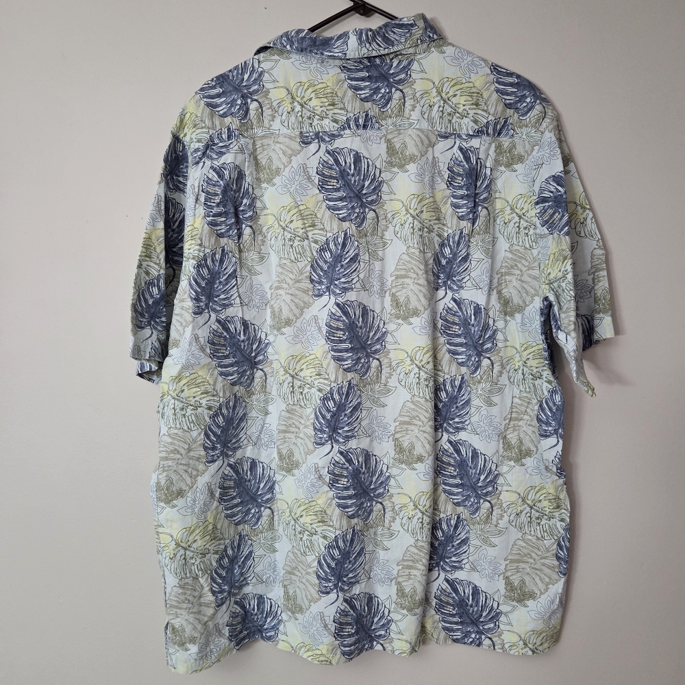 Croft & barrow Mens XLT Tall Blue/green Hawaiian Style Short Sleeve Button Up - Picture 4 of 7